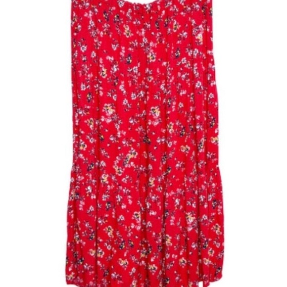 Beachlunchlounge Red Floral Midi Skirt Size Large - Picture 3 of 8